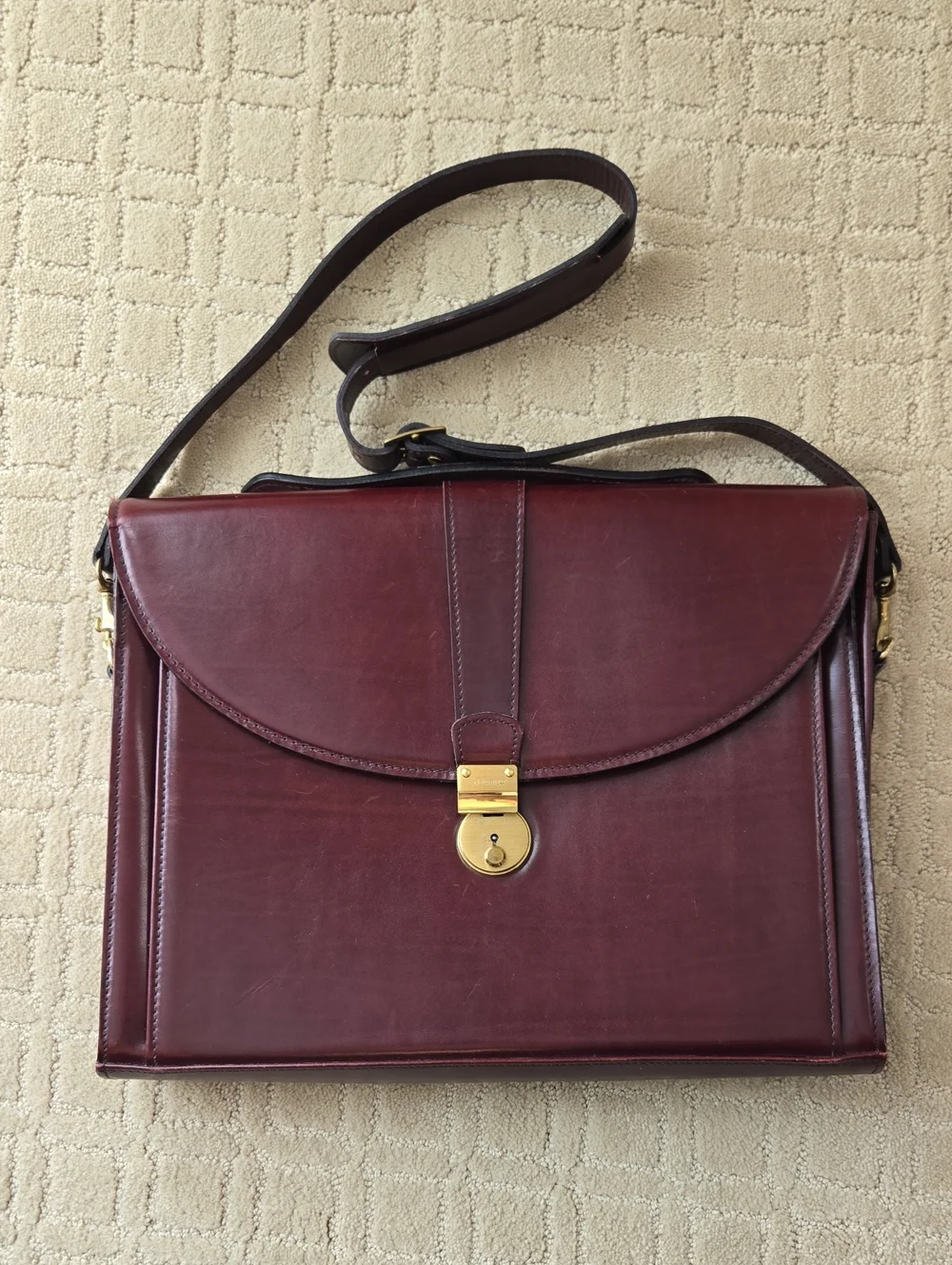 Vintage Schlesinger Oxblood Leather Briefcase